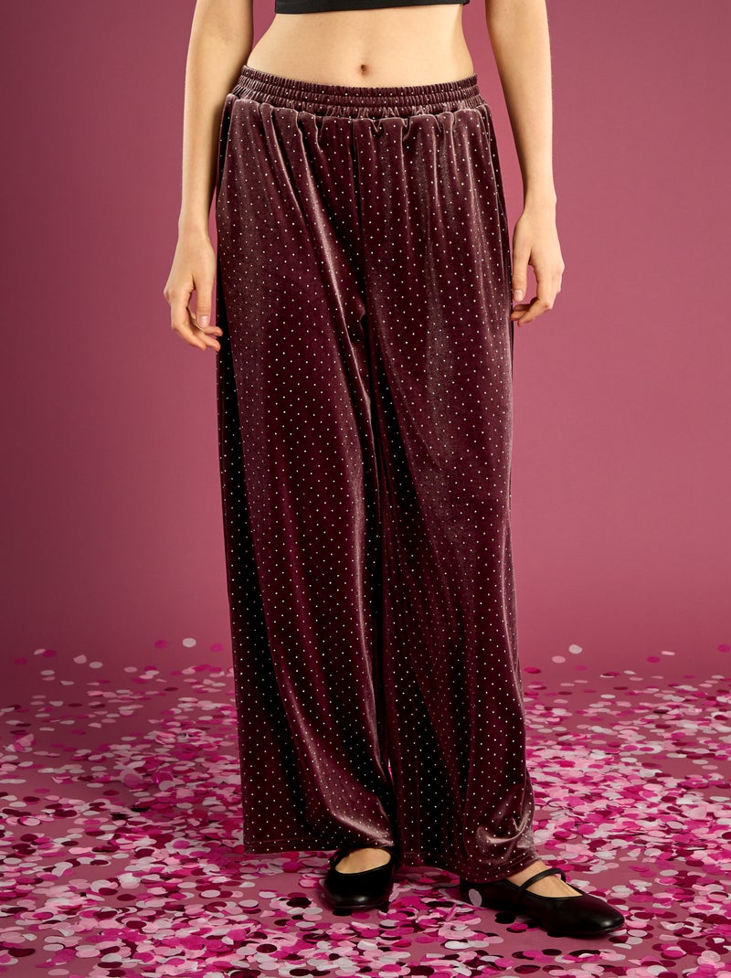 Pantalón de terciopelo con strass Purpura - Kiabi