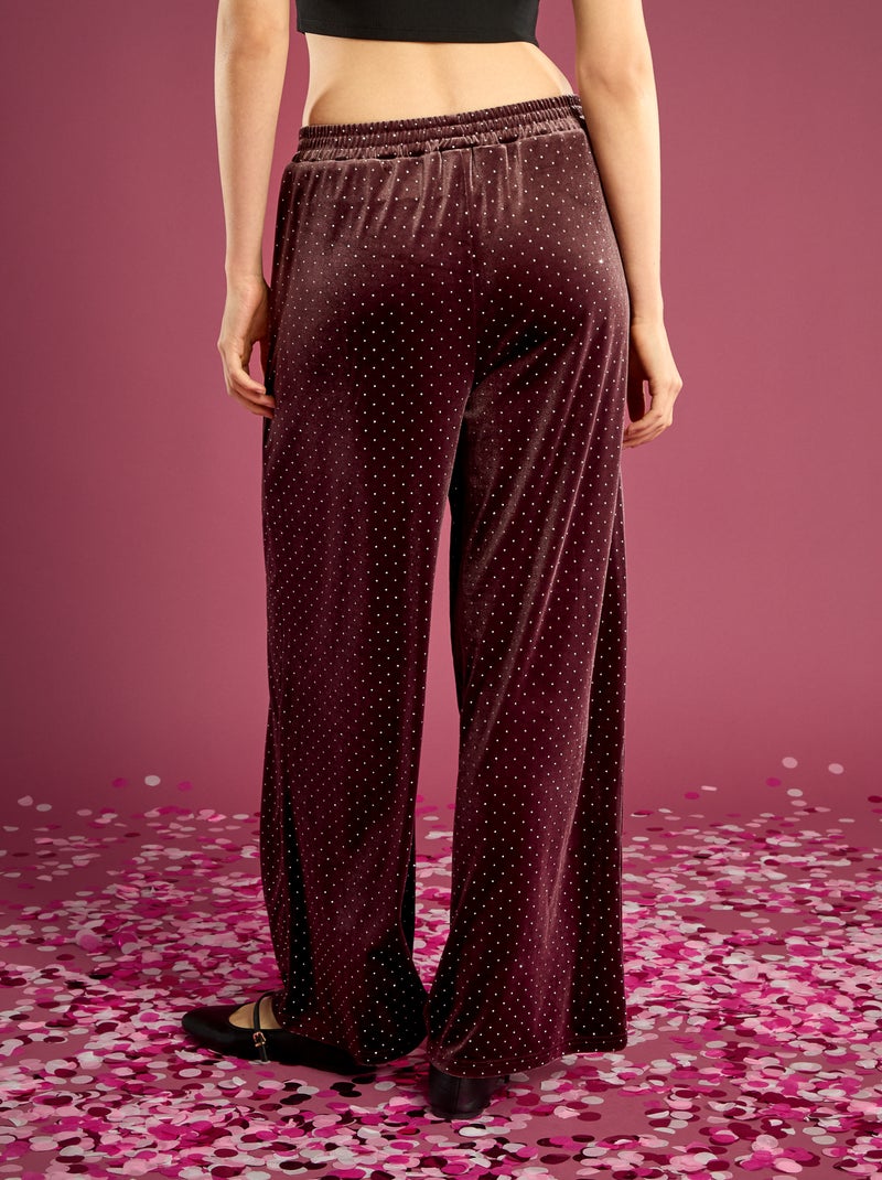 Pantalón de terciopelo con strass Purpura - Kiabi