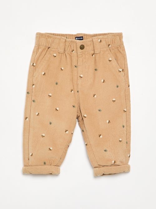 Pantalón de terciopelo estampado - Kiabi