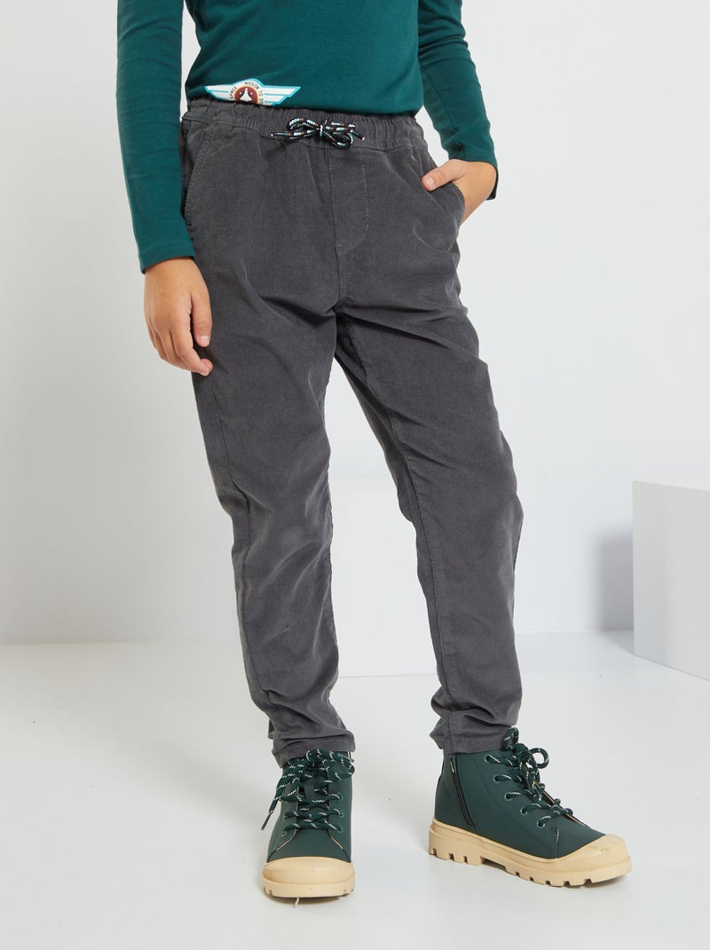 Pantalón de terciopelo GRIS - Kiabi