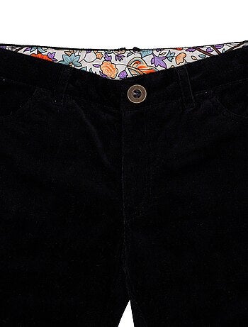 Pantalón de Terciopelo Negro para Niña | Ajuste Slim Stretch | MORGAN