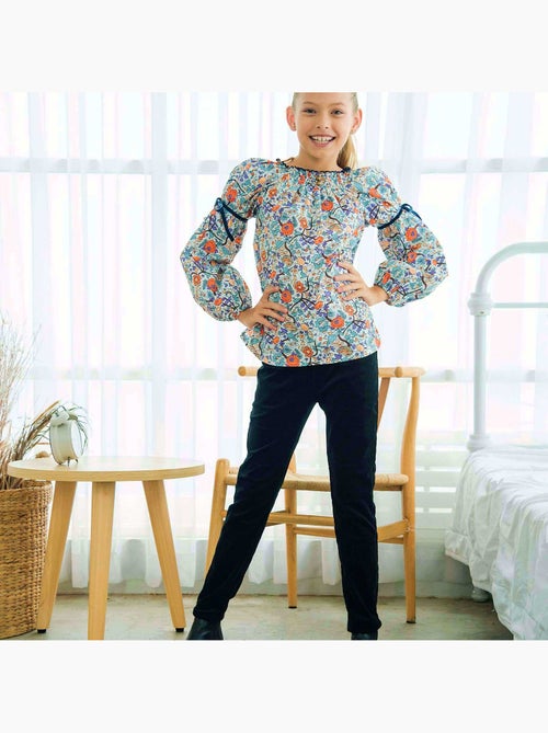 Pantalón de Terciopelo Negro para Niña | Ajuste Slim Stretch | MORGAN - Kiabi