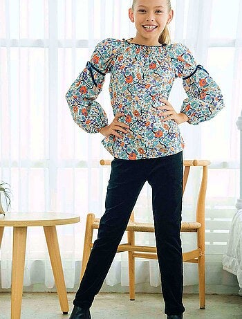 Pantalón de Terciopelo Negro para Niña | Slim Fit Stretch | MORGAN