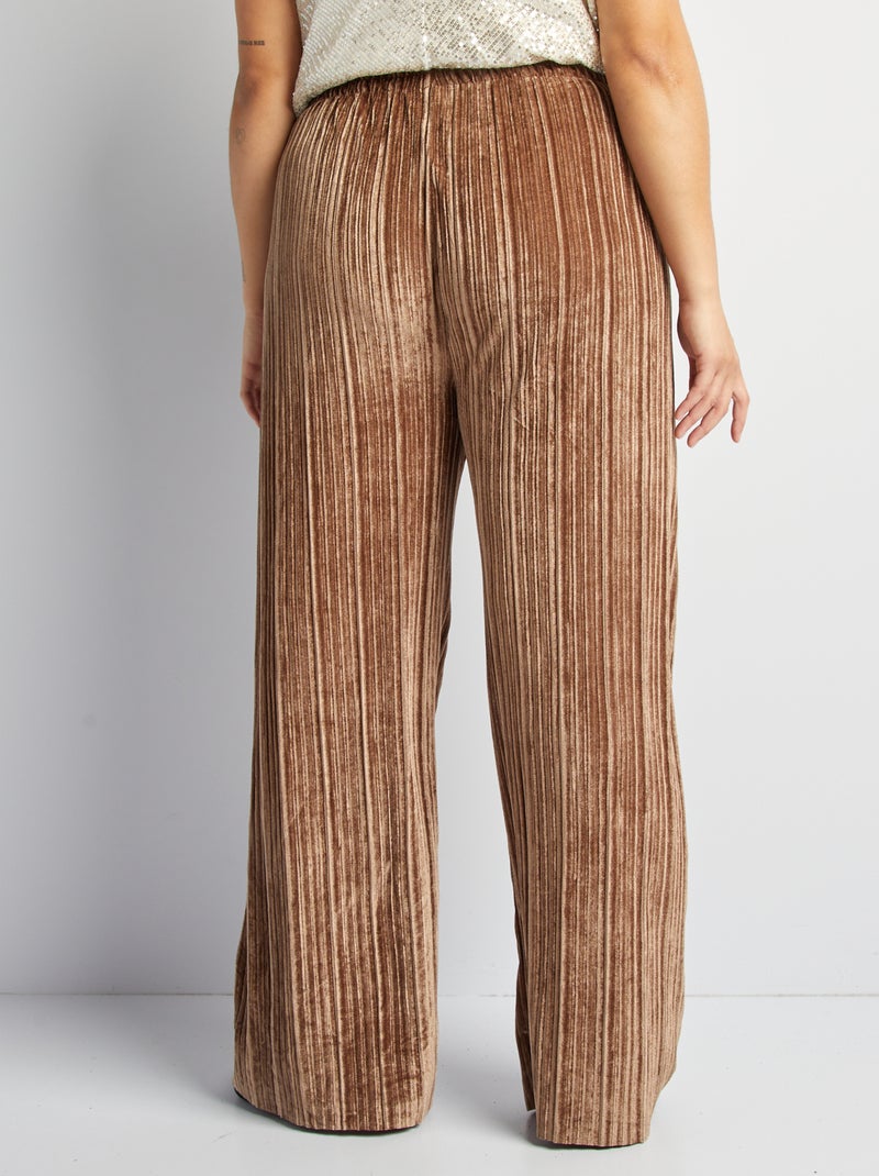 Pantalón de terciopelo plisado MARRON - Kiabi