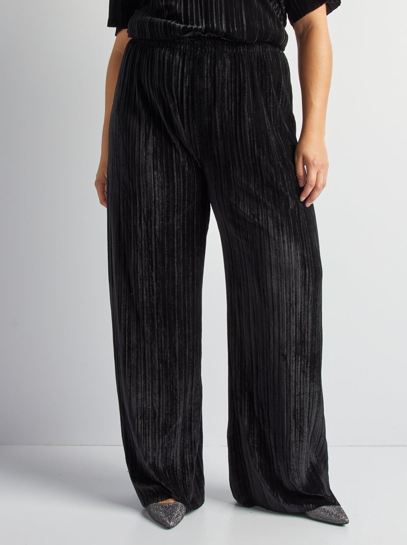 Pantalón de terciopelo plisado negro - Kiabi