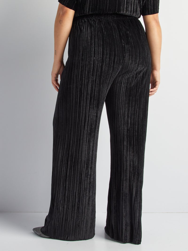 Pantalón de terciopelo plisado negro - Kiabi