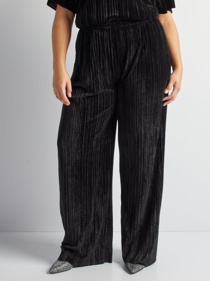 Pantalón de terciopelo plisado negro - Kiabi