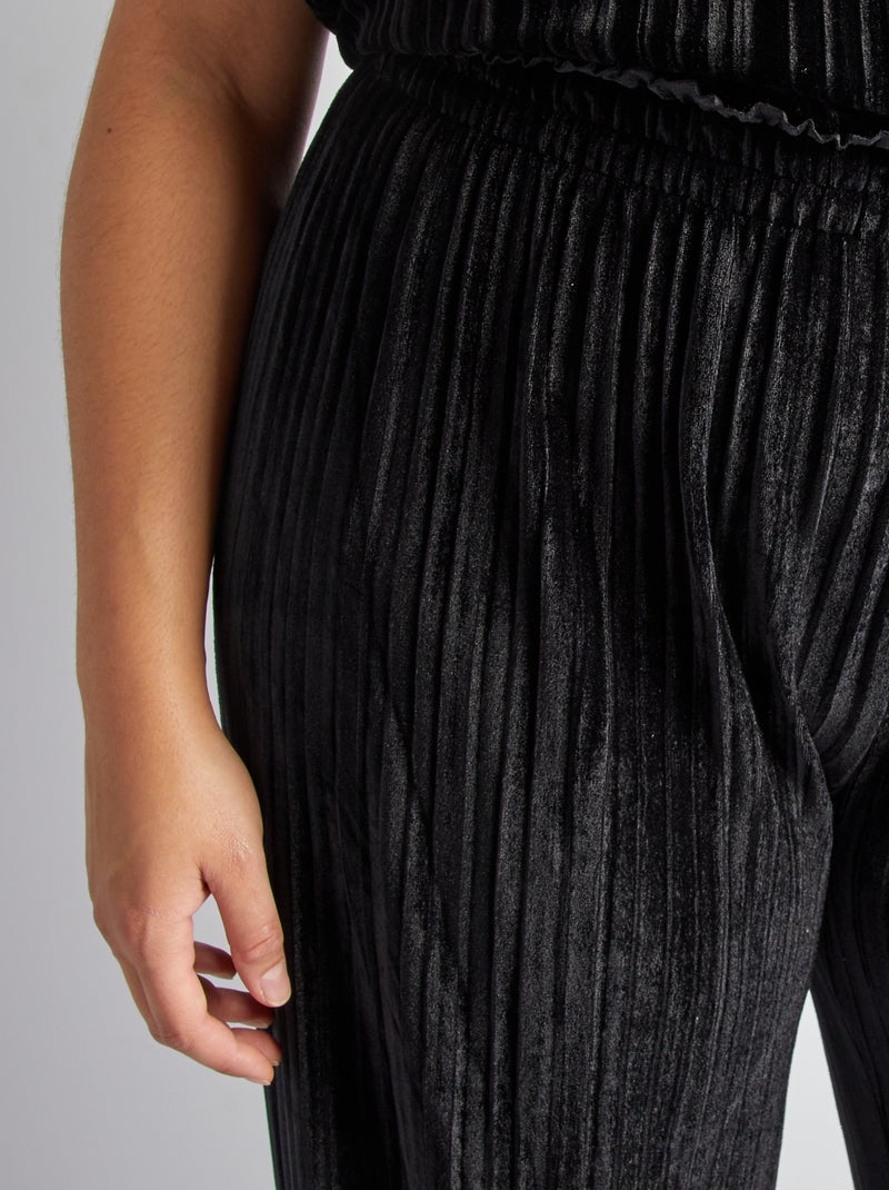 Pantalón de terciopelo plisado negro - Kiabi