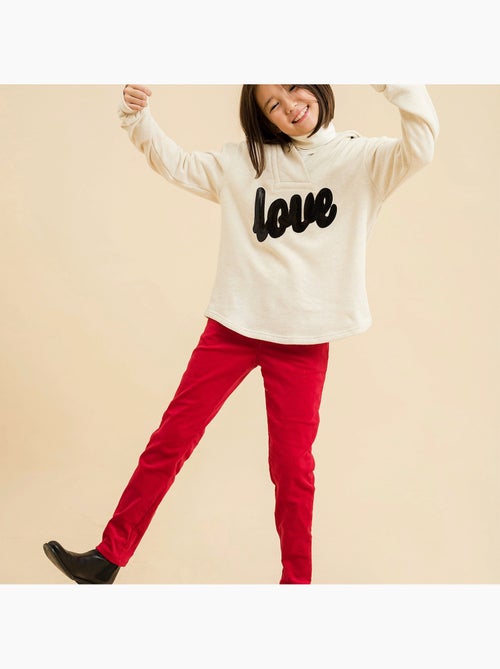 Pantalón de Terciopelo Rojo para Niña | Slim Fit Stretch | MORGAN - Kiabi