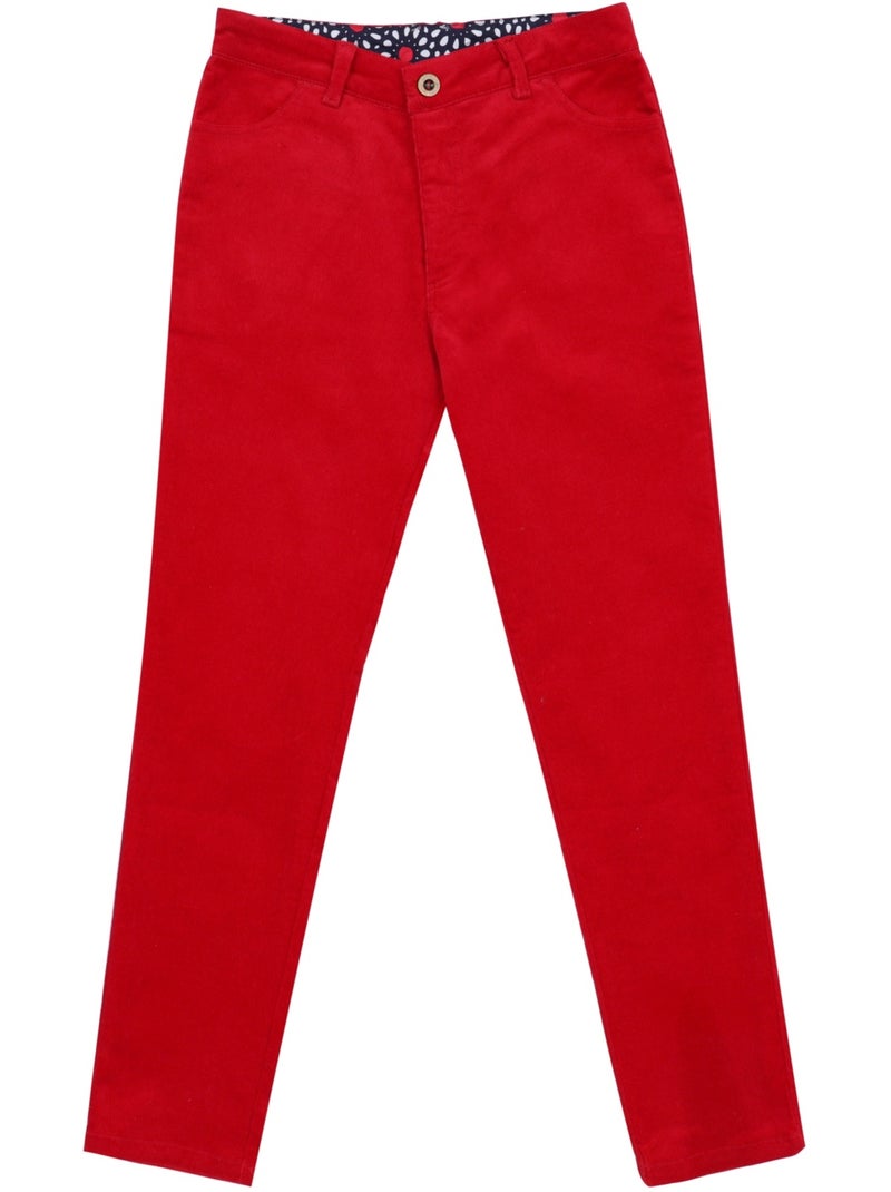 Pantalón de Terciopelo Rojo para Niña | Slim Fit Stretch | MORGAN Rojo - Kiabi