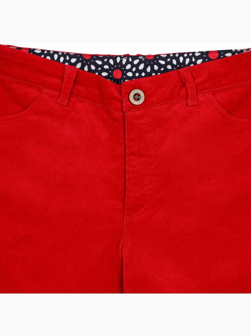 Pantalón de Terciopelo Rojo para Niña | Slim Fit Stretch | MORGAN Rojo - Kiabi