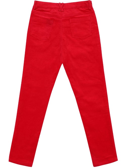 Pantalón de Terciopelo Rojo para Niña | Slim Fit Stretch | MORGAN - Kiabi