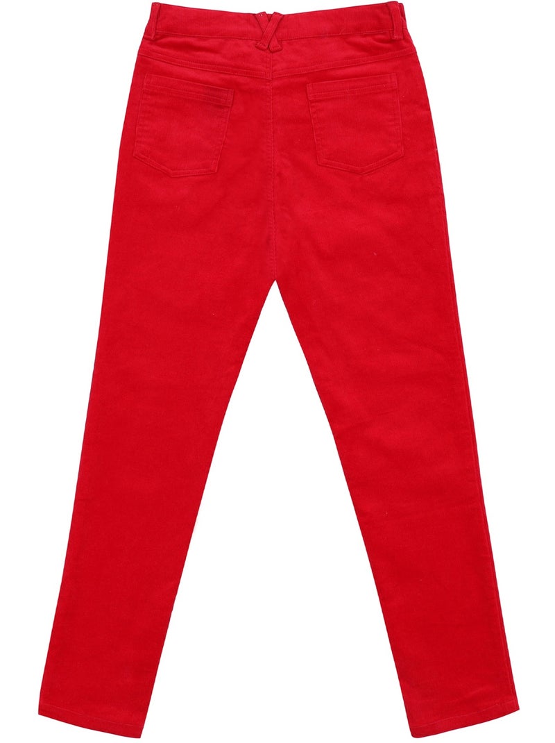 Pantalón de Terciopelo Rojo para Niña | Slim Fit Stretch | MORGAN Rojo - Kiabi