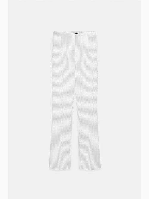 Pantalón de tiro alto a rayas con pinzas y pernera acampanada dilvin - Kiabi