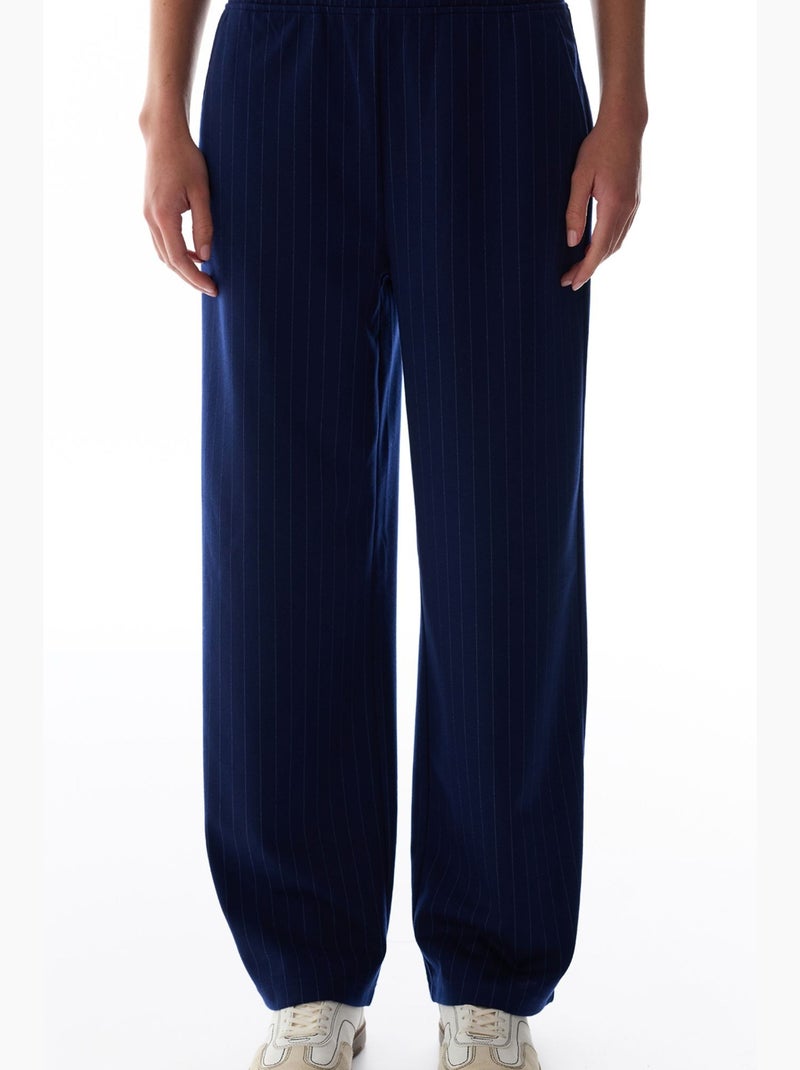 Pantalón de tiro alto a rayas penti Azul marino - Kiabi