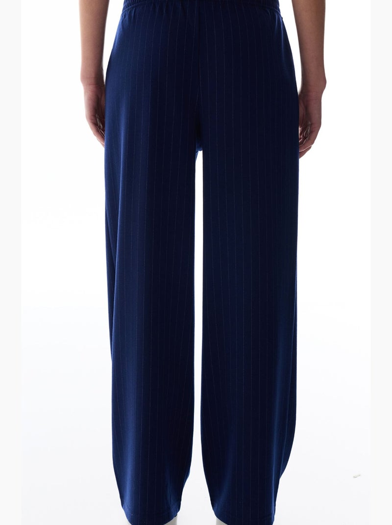 Pantalón de tiro alto a rayas penti Azul marino - Kiabi