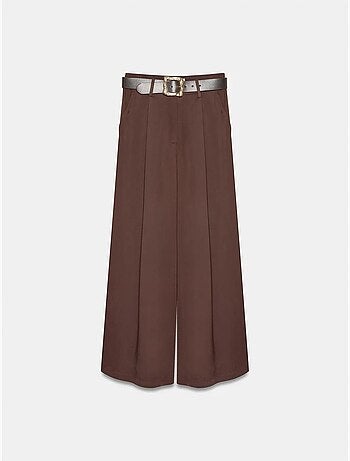 Pantalón de tiro alto con pinzas y pernera ancha dilvin