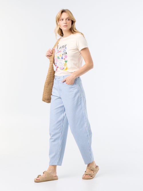 Pantalón de tiro alto corte globo - Kiabi Pantalón de tiro alto corte globo - Kiabi