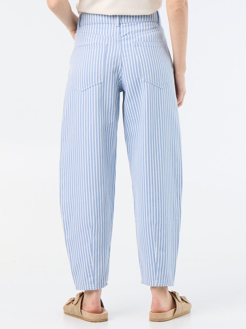 Pantalón de tiro alto corte globo Azul - Kiabi