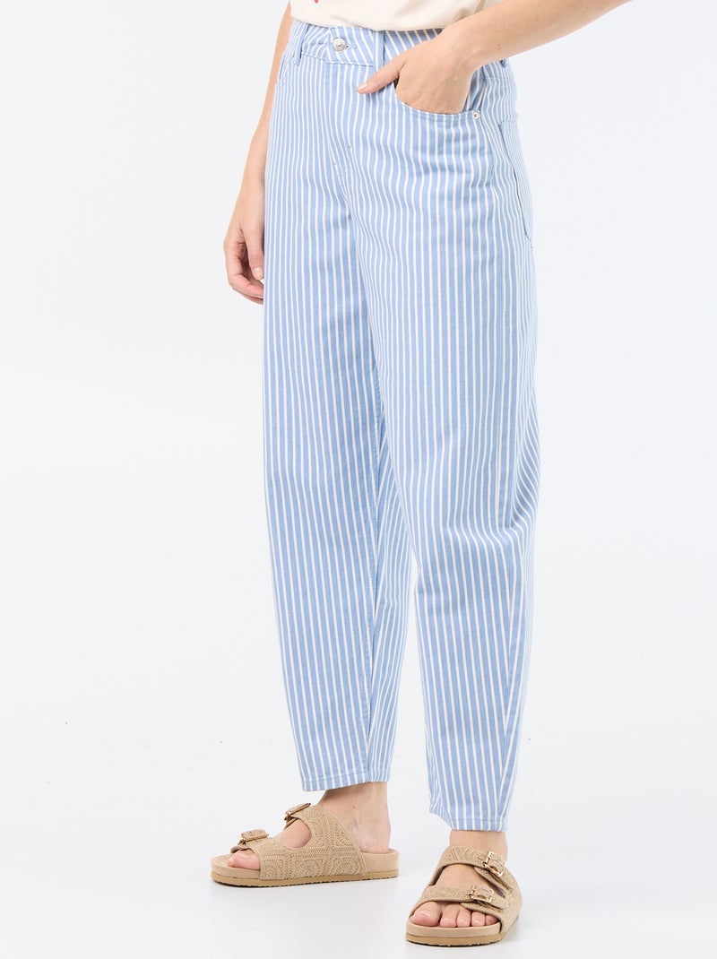 Pantalón de tiro alto corte globo Azul - Kiabi