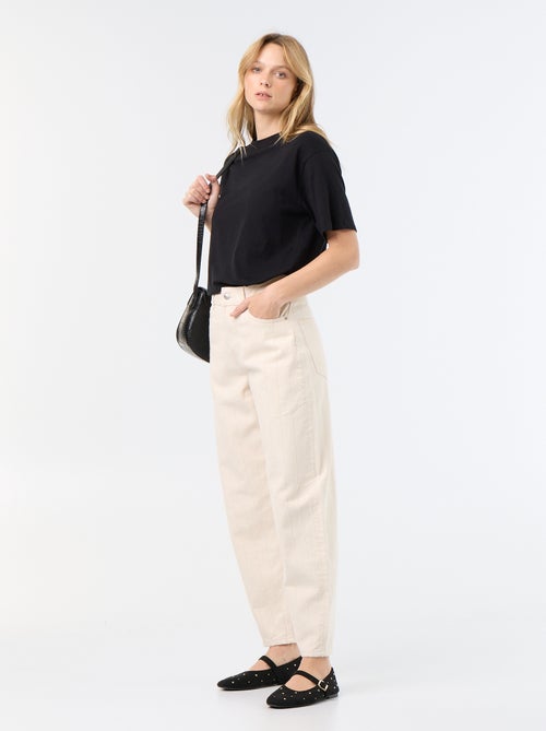 Pantalón de tiro alto corte globo - Kiabi Pantalón de tiro alto corte globo - Kiabi