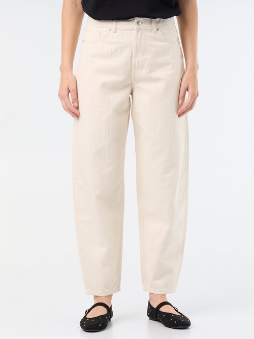 Pantalón de tiro alto corte globo - Kiabi Pantalón de tiro alto corte globo - Kiabi