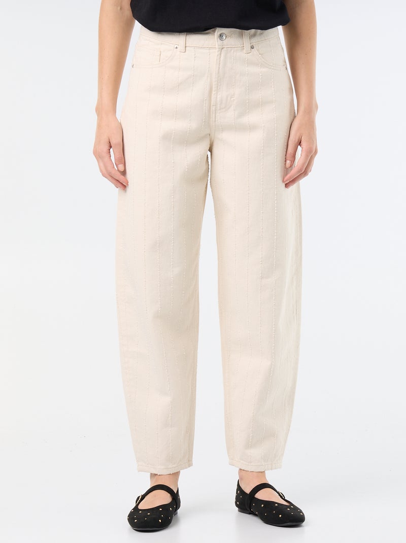 Pantalón de tiro alto corte globo Blanco - Kiabi