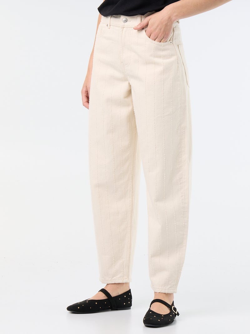 Pantalón de tiro alto corte globo Blanco - Kiabi