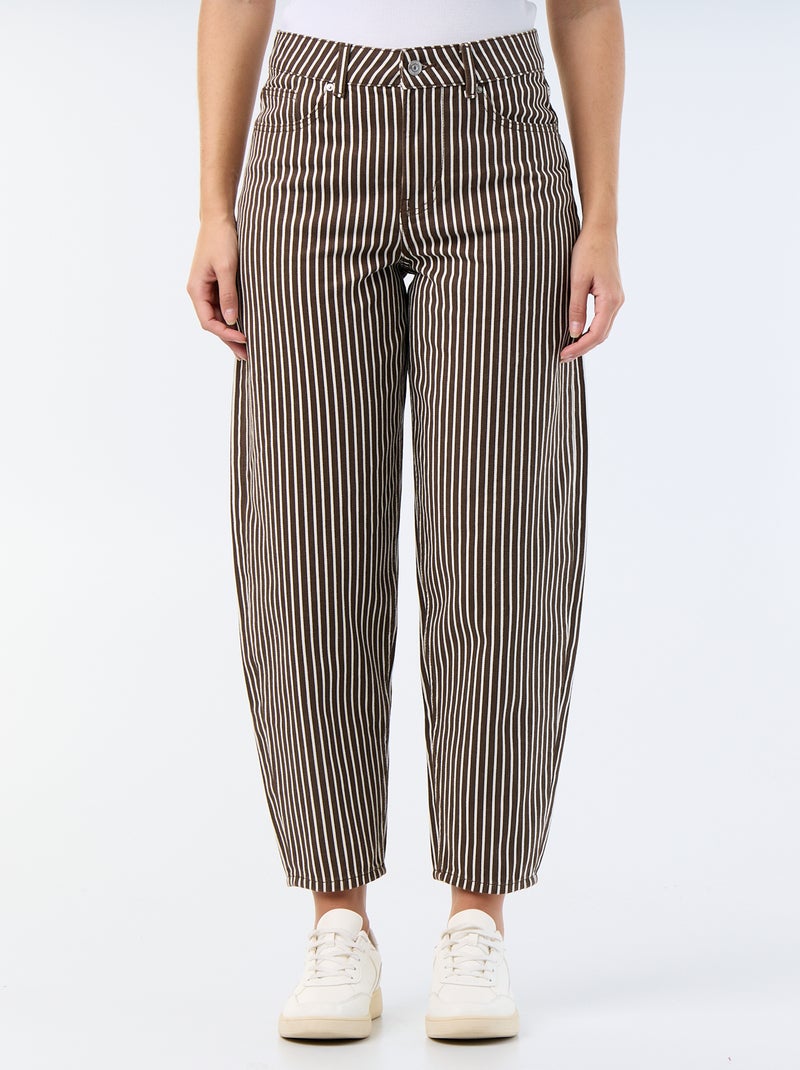 Pantalón de tiro alto corte globo Marron - Kiabi