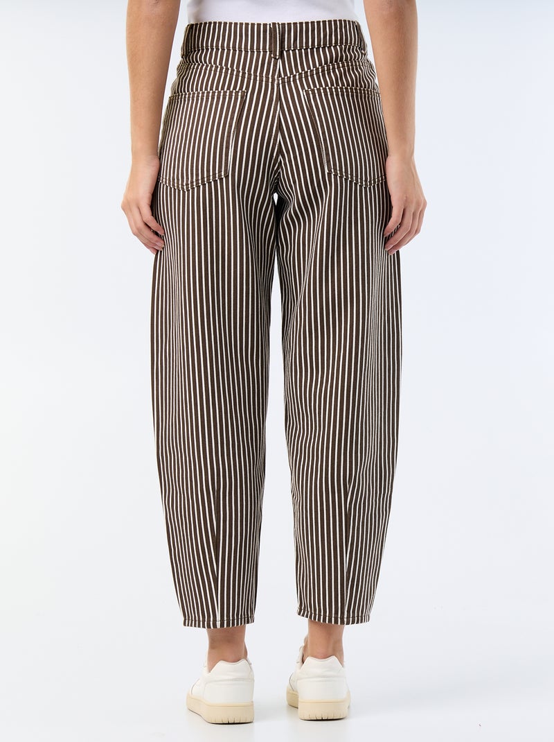 Pantalón de tiro alto corte globo Marron - Kiabi