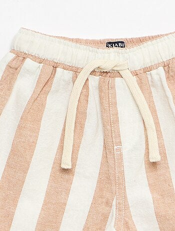 Pantalón de tiro alto de algodón y lino