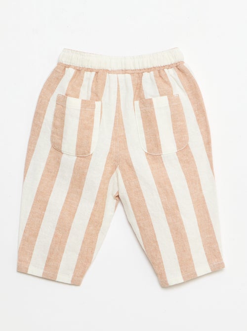 Pantalón de tiro alto de algodón y lino - Kiabi
