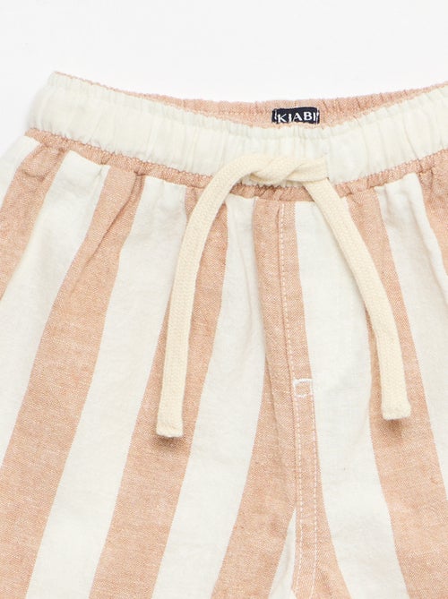 Pantalón de tiro alto de algodón y lino - Kiabi