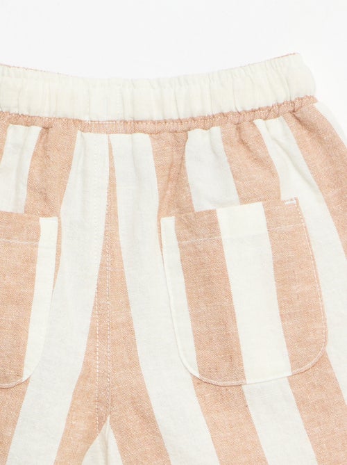 Pantalón de tiro alto de algodón y lino - Kiabi