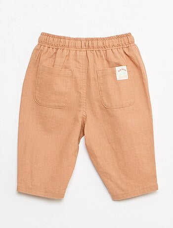 Pantalón de tiro alto de algodón y lino