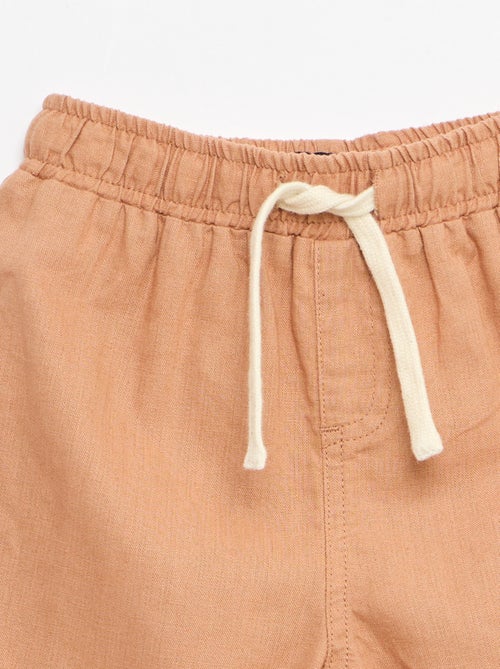 Pantalón de tiro alto de algodón y lino - Kiabi