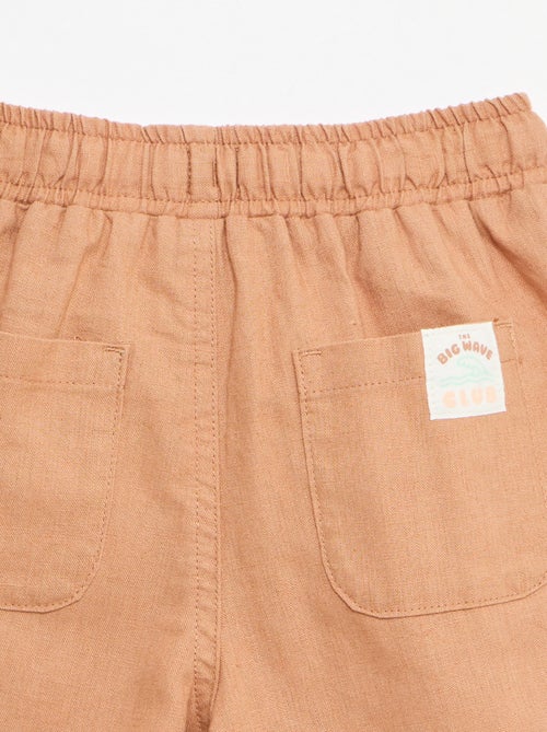 Pantalón de tiro alto de algodón y lino - Kiabi