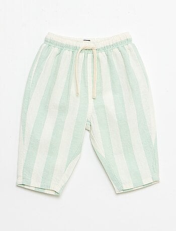 Pantalón de tiro alto de algodón y lino