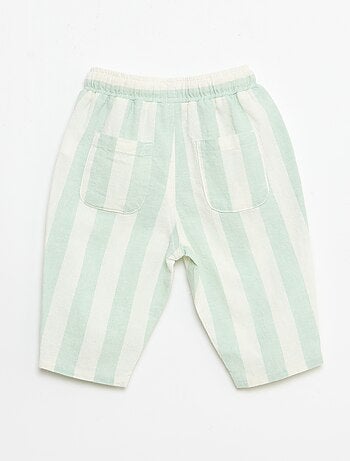 Pantalón de tiro alto de algodón y lino