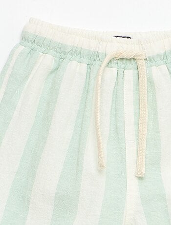 Pantalón de tiro alto de algodón y lino