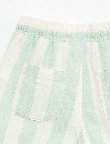 Pantalón de tiro alto de algodón y lino