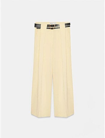 Pantalón de tiro alto, pernera ancha y con pinzas dilvin