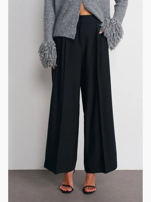 Pantalón de tiro alto, pernera ancha y con pinzas dilvin - Kiabi Pantalón de tiro alto, pernera ancha y con pinzas dilvin - Kiabi