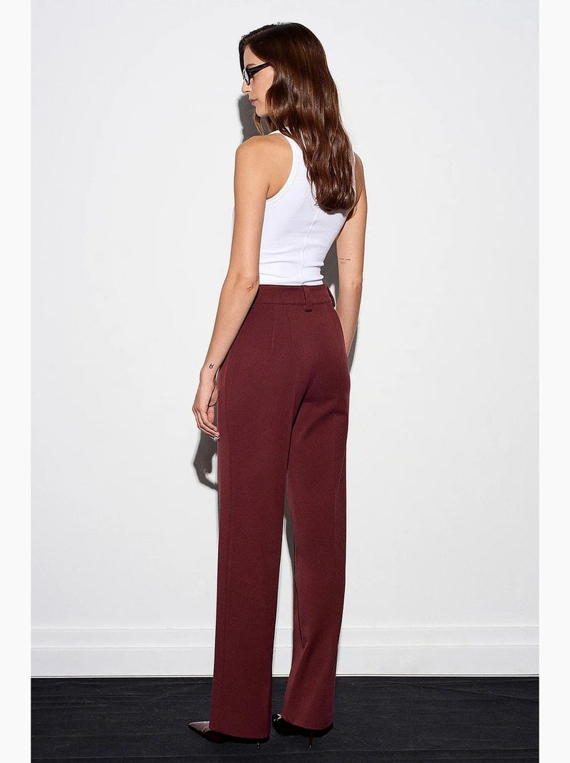 Pantalón de tiro alto, pierna recta y pinzas dilvin Rojo burdeos - Kiabi