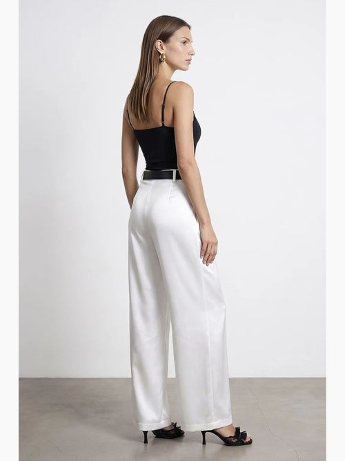 Pantalón de tiro alto plisado de pernera ancha dilvin - Kiabi