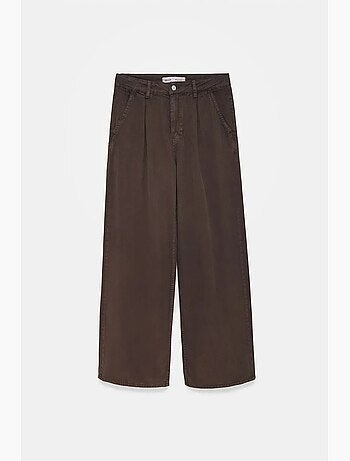Pantalón de tiro medio de pernera ancha con pinzas dilvin