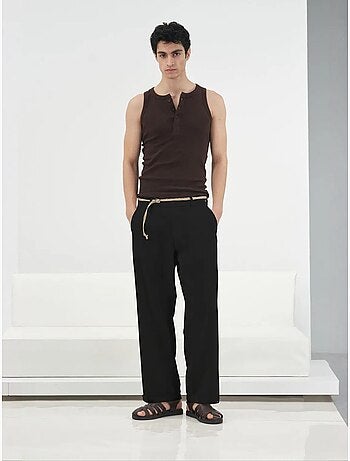 Pantalón de traje de hombre de lino y algodón giesto
