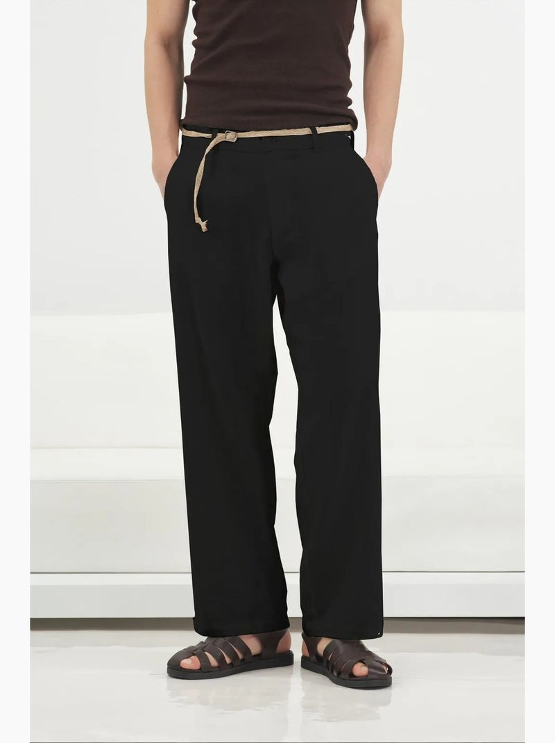 Pantalón de traje de hombre de lino y algodón giesto Negro - Kiabi