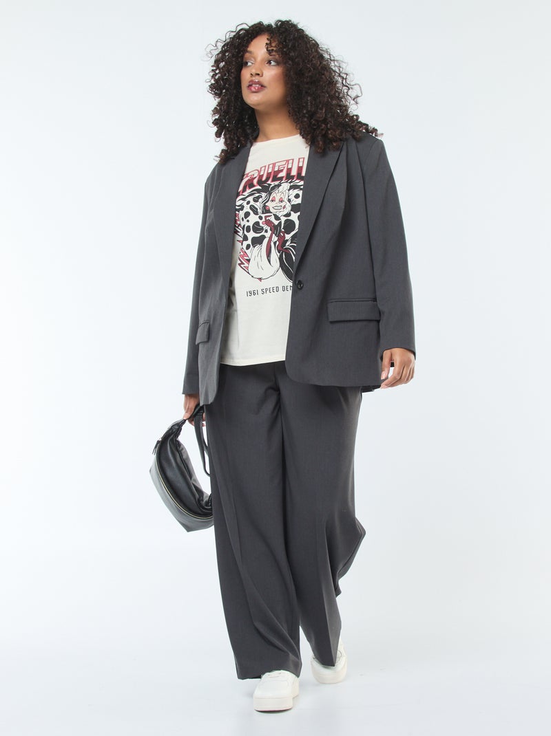 Pantalón de traje de talle alto y corte ancho / wide leg Gris - Kiabi