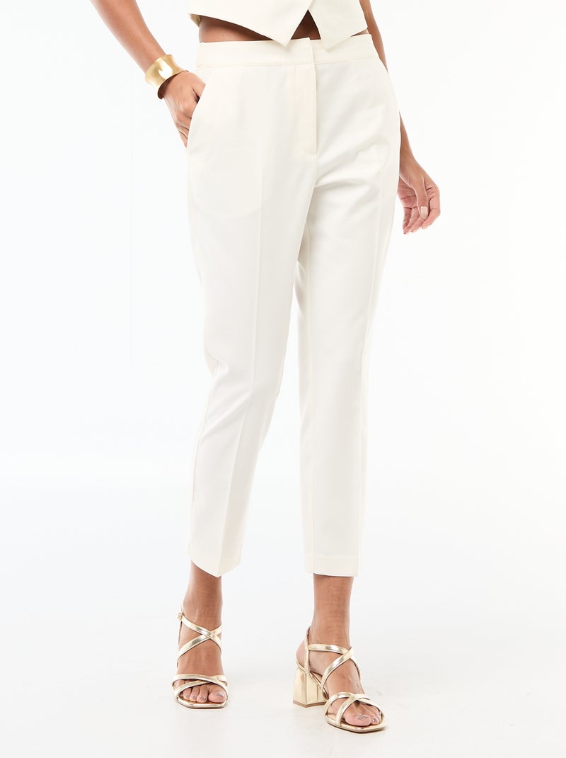 Pantalón de traje recto liso Blanco - Kiabi